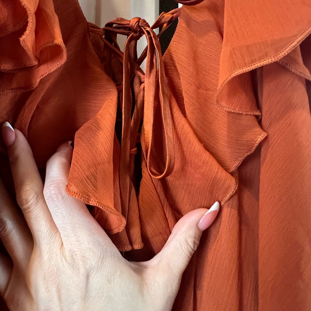 ASOS Orange Ruffle Dress - Picture 6 of 6